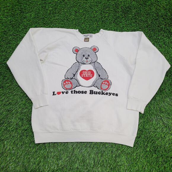 Vintage Ohio-State Buckeyes Sweatshirt Womens XL 22x23 Bear - Picture 1 of 16